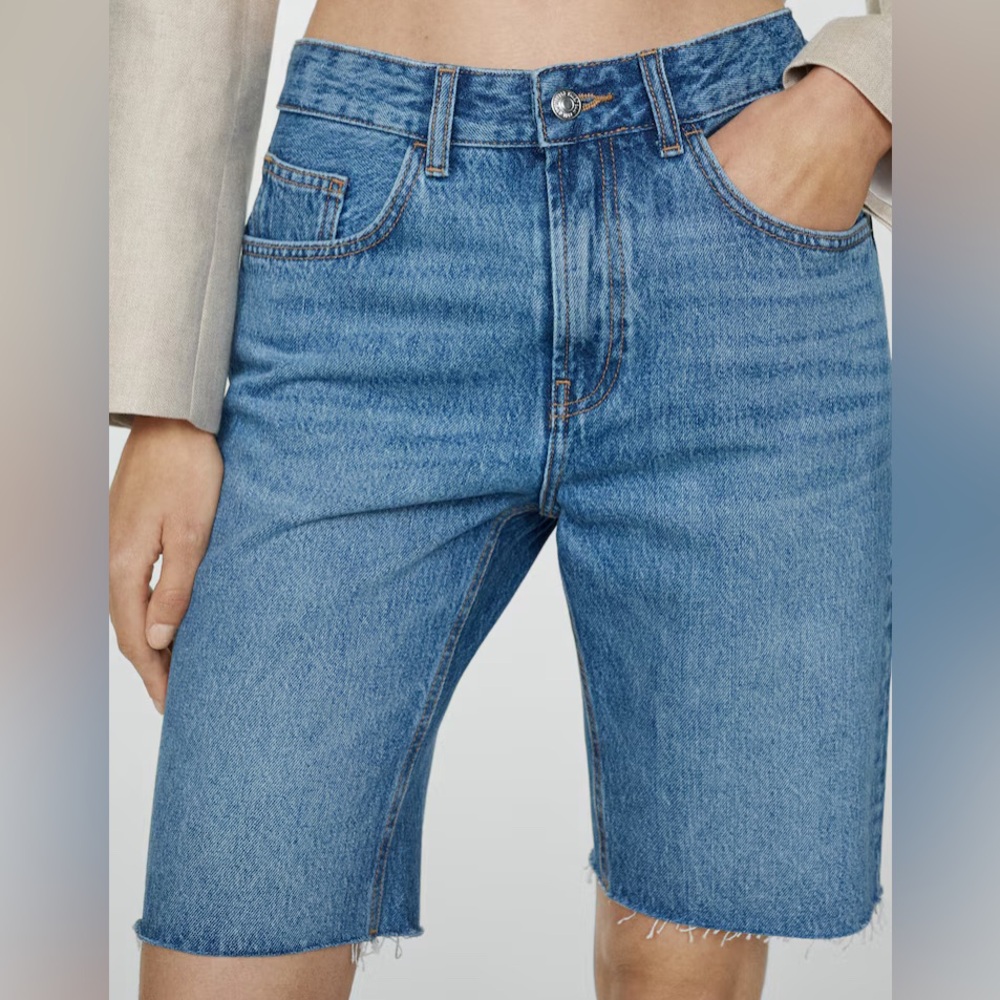 Straight denim Bermuda shorts